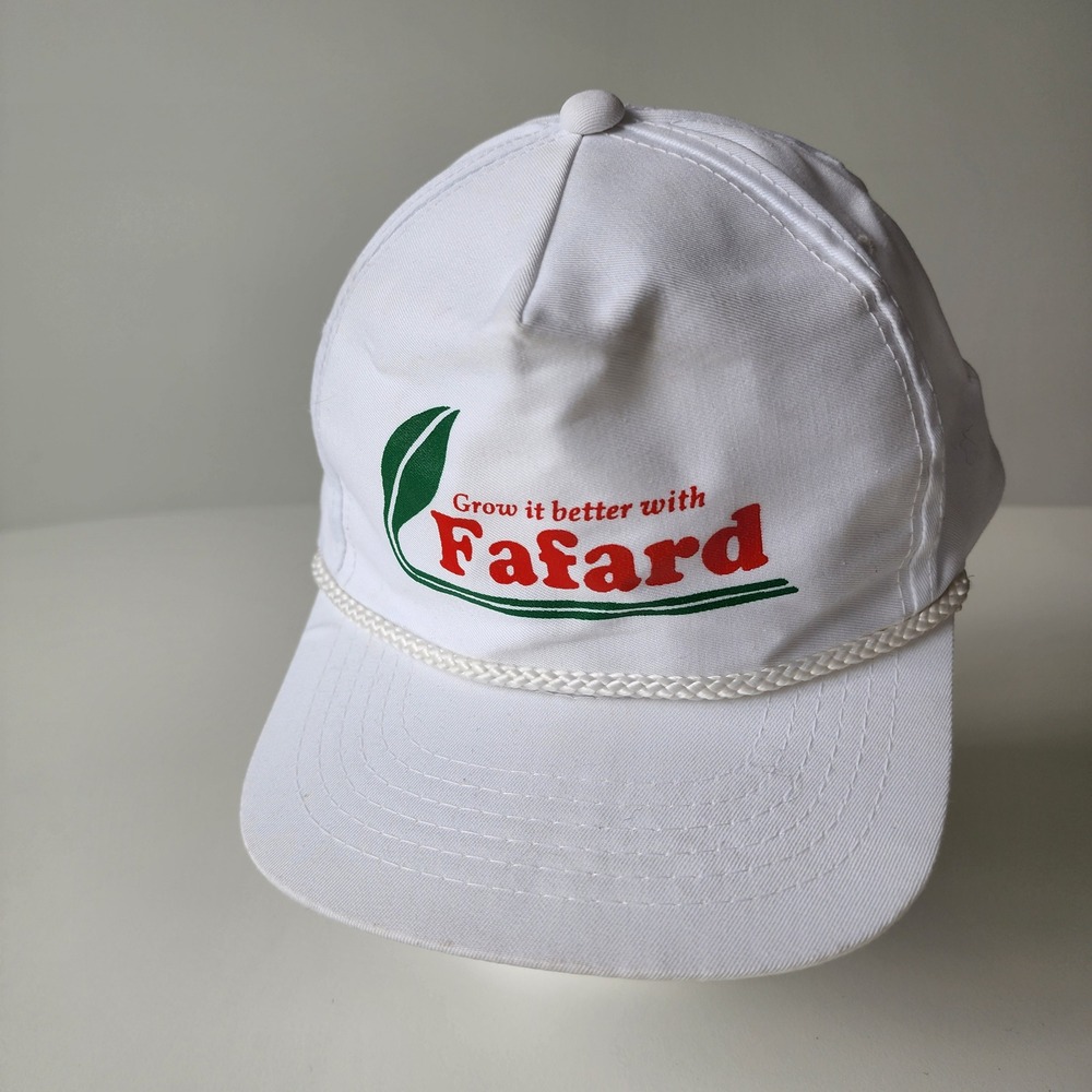 Fafard Snapback Cap White‎ Rope Trucker Hat Vintage Gardening Agriculture Farm